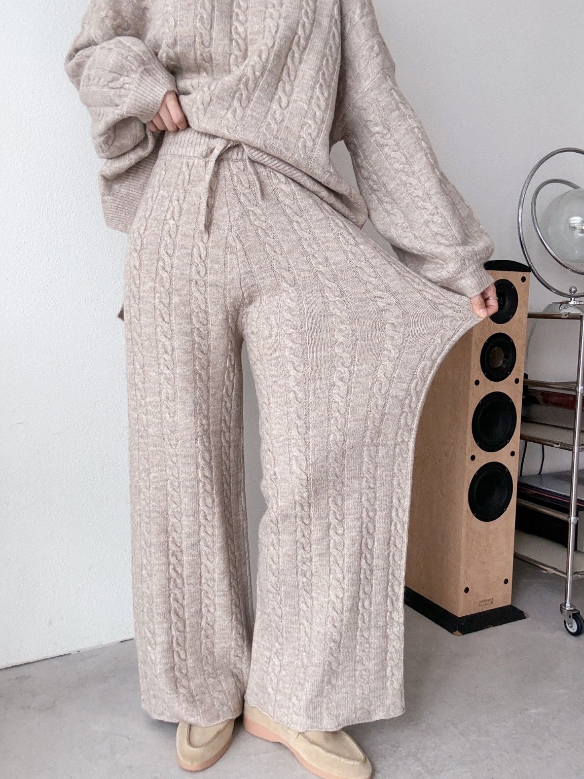 ウール混ケーブルスリットニット&ワイドパンツSET | 詳細画像10
