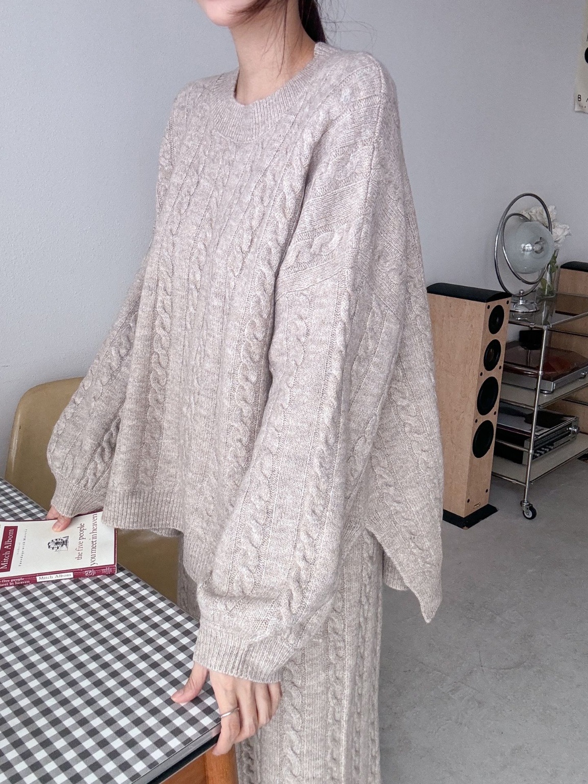 ウール混ケーブルスリットニット&ワイドパンツSET | 詳細画像11