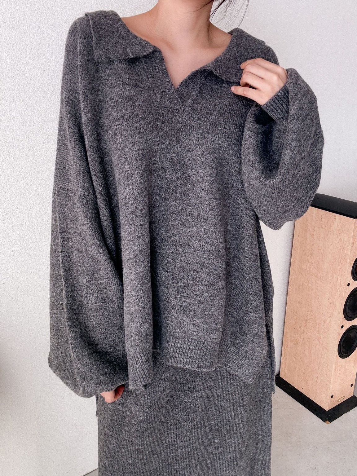 ウール混スキッパーニット&IラインスカートSET | 詳細画像6