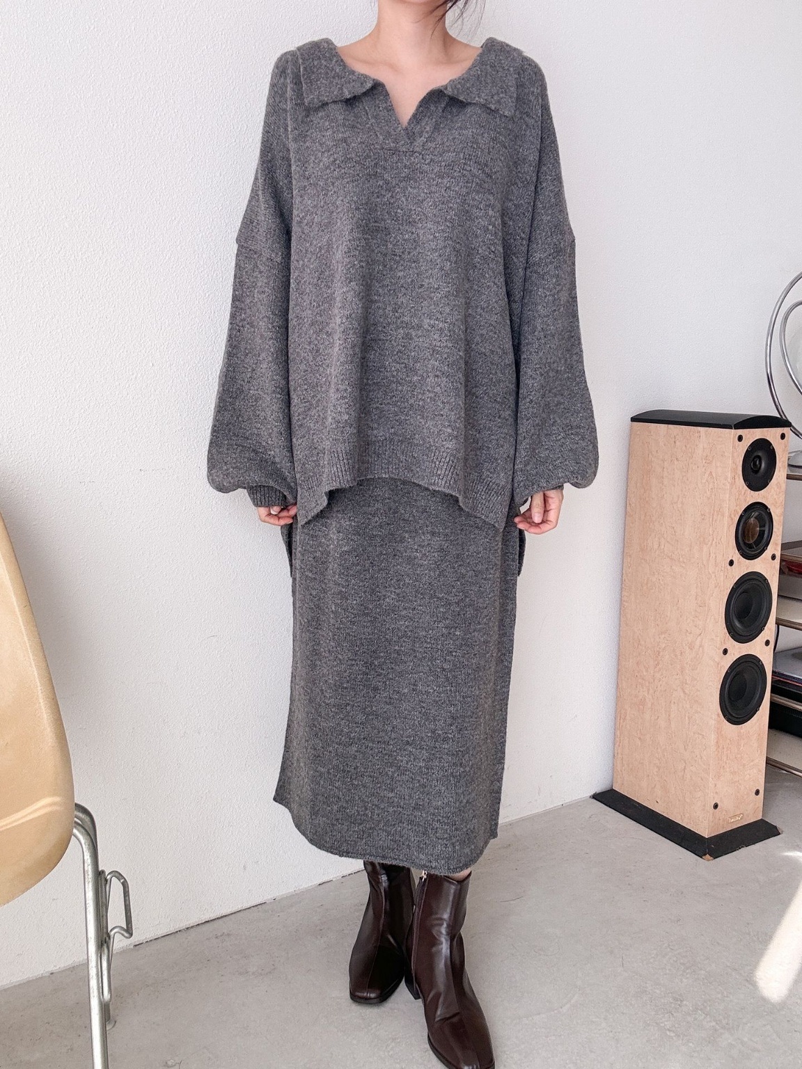 ウール混スキッパーニット&IラインスカートSET | 詳細画像7