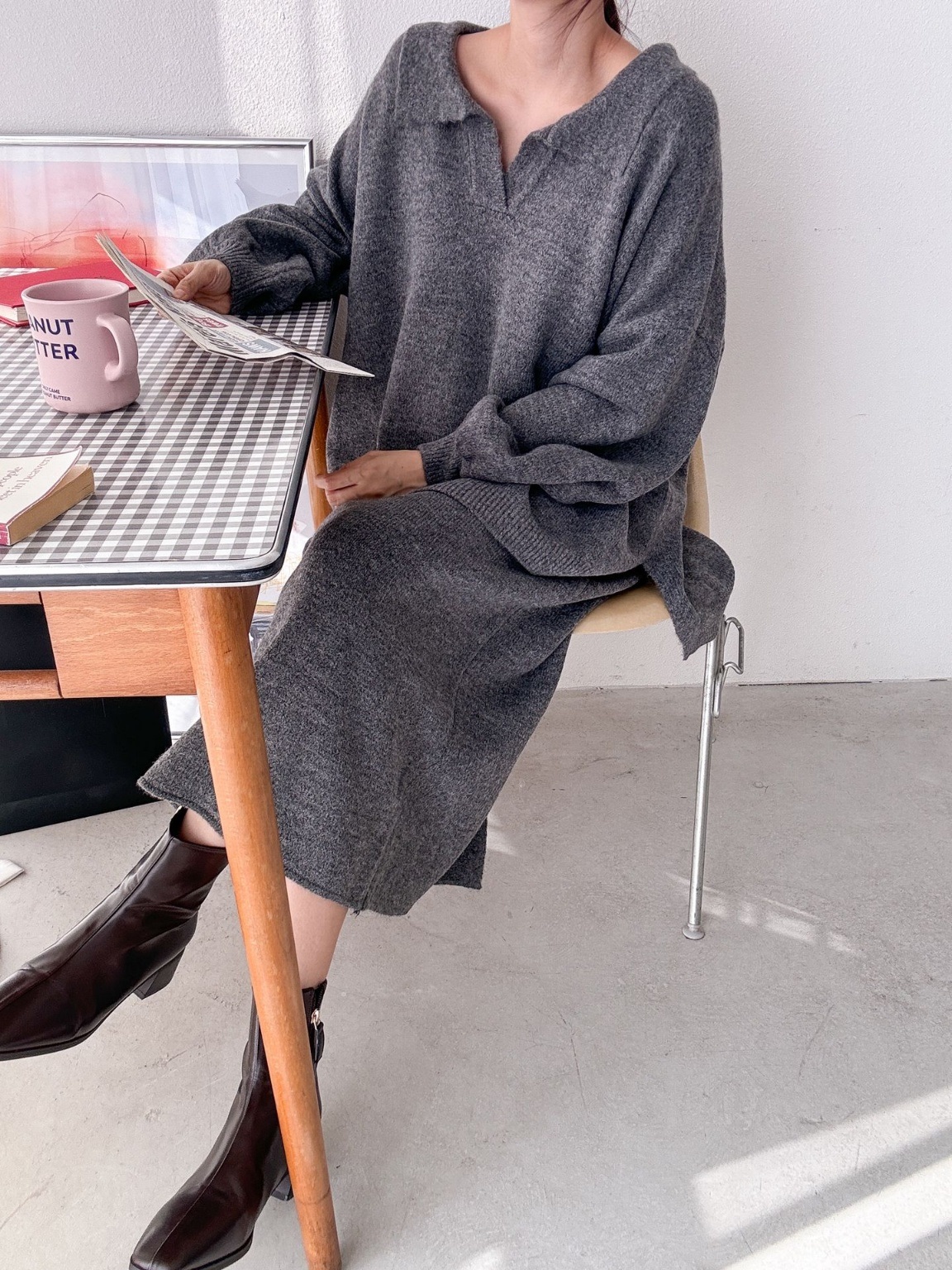 ウール混スキッパーニット&IラインスカートSET | 詳細画像17