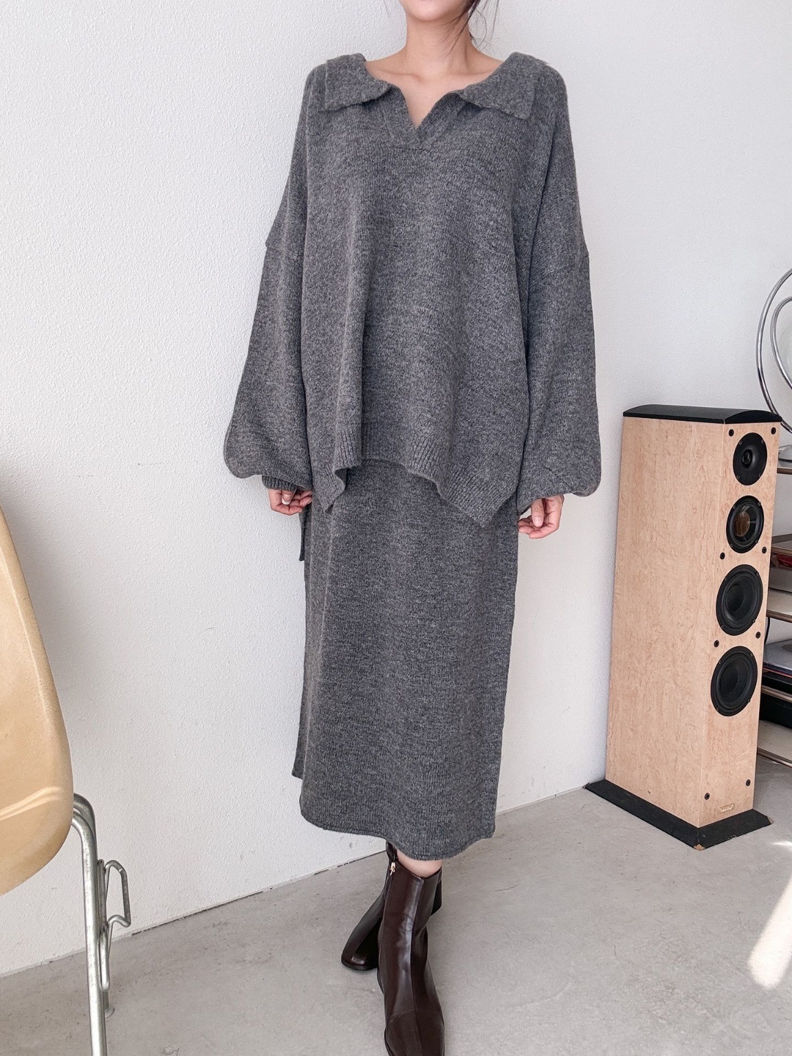 ウール混スキッパーニット&IラインスカートSET | 詳細画像19