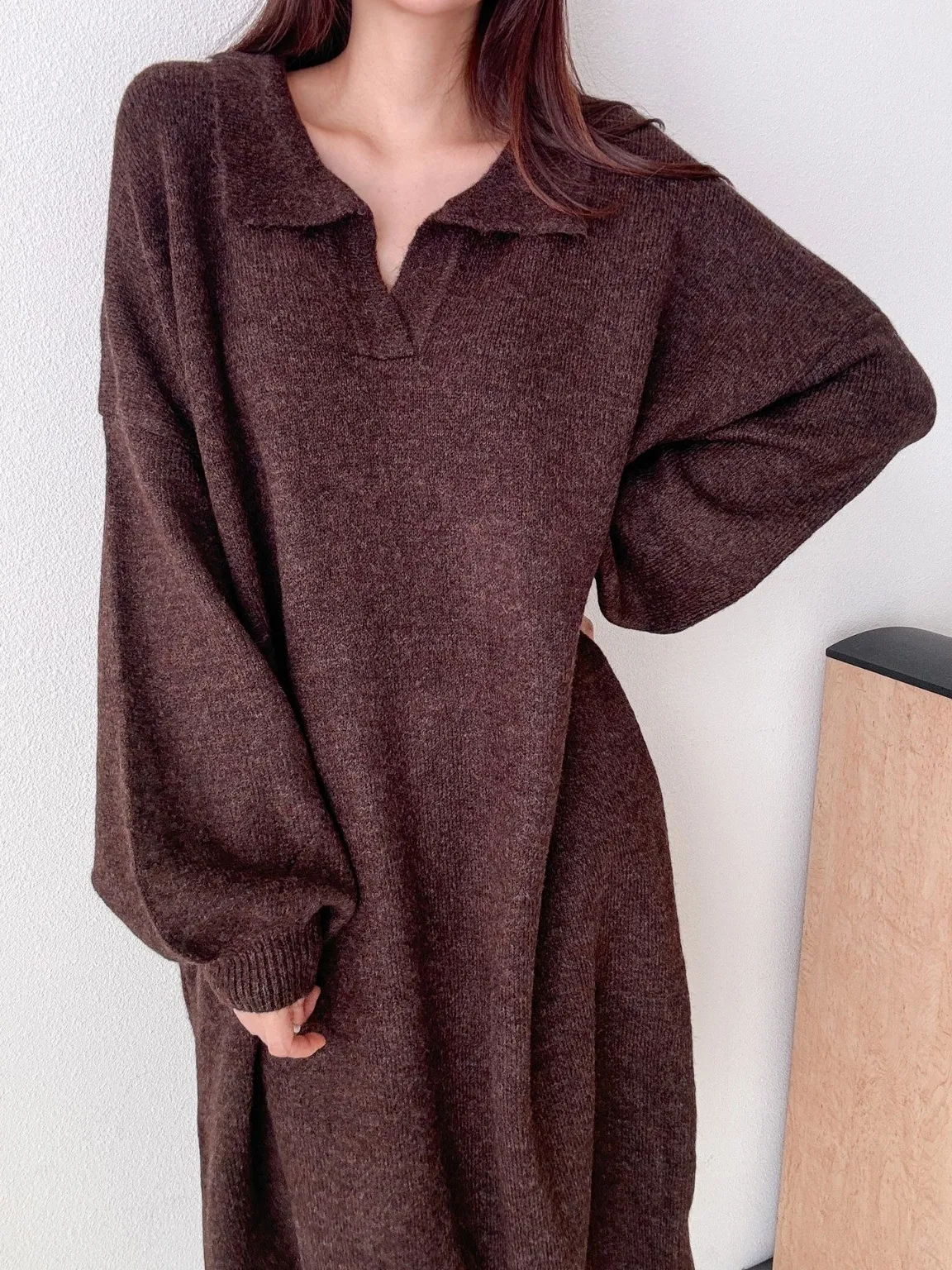 ウール混スキッパールーズニットワンピース | 詳細画像1