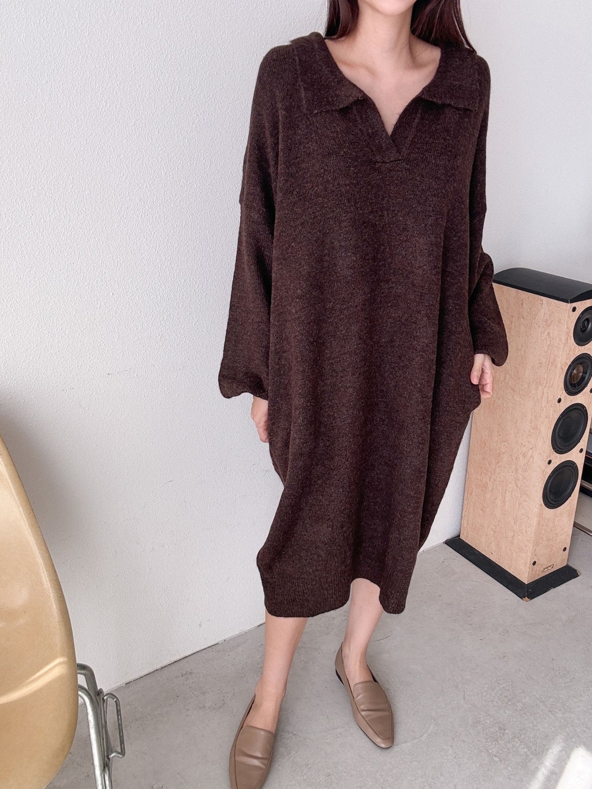 ウール混スキッパールーズニットワンピース | 詳細画像5