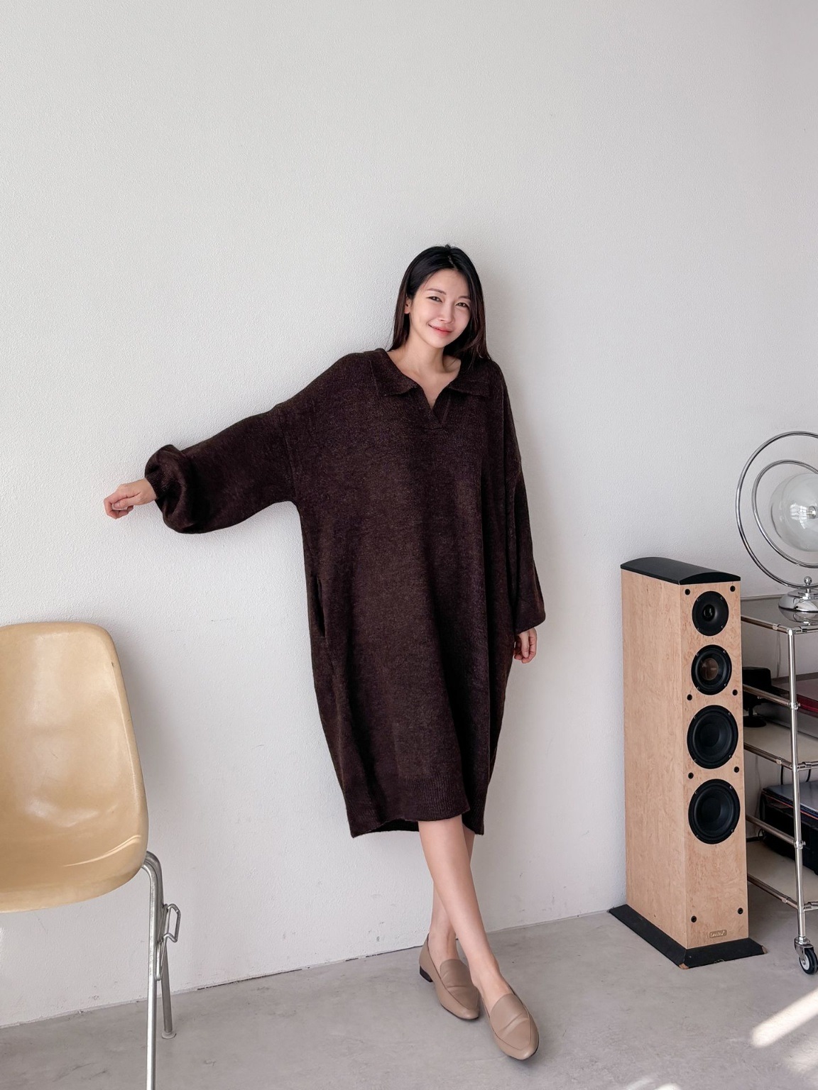 ウール混スキッパールーズニットワンピース | 詳細画像6