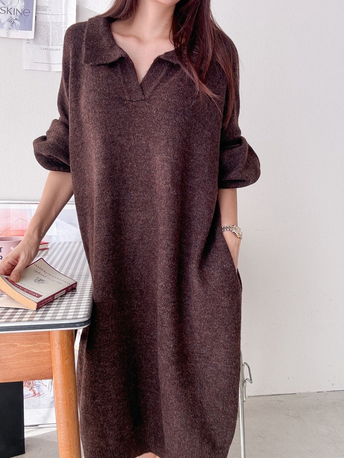 ウール混スキッパールーズニットワンピース | 詳細画像9