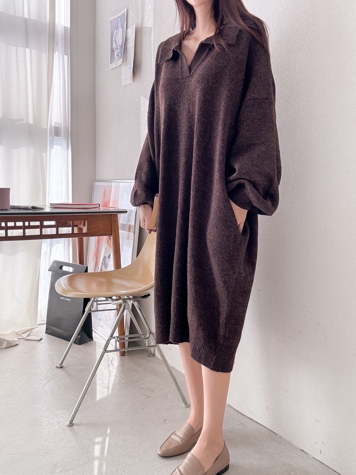 ウール混スキッパールーズニットワンピース | 詳細画像11