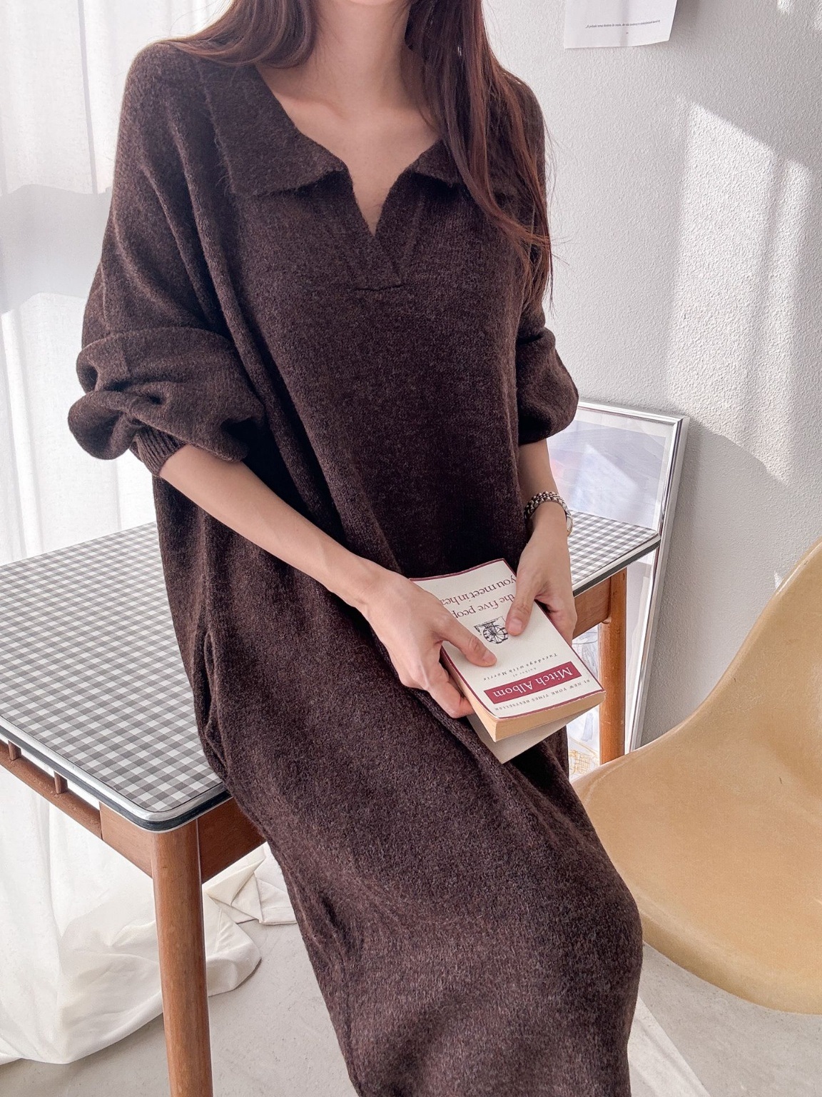 ウール混スキッパールーズニットワンピース | 詳細画像15