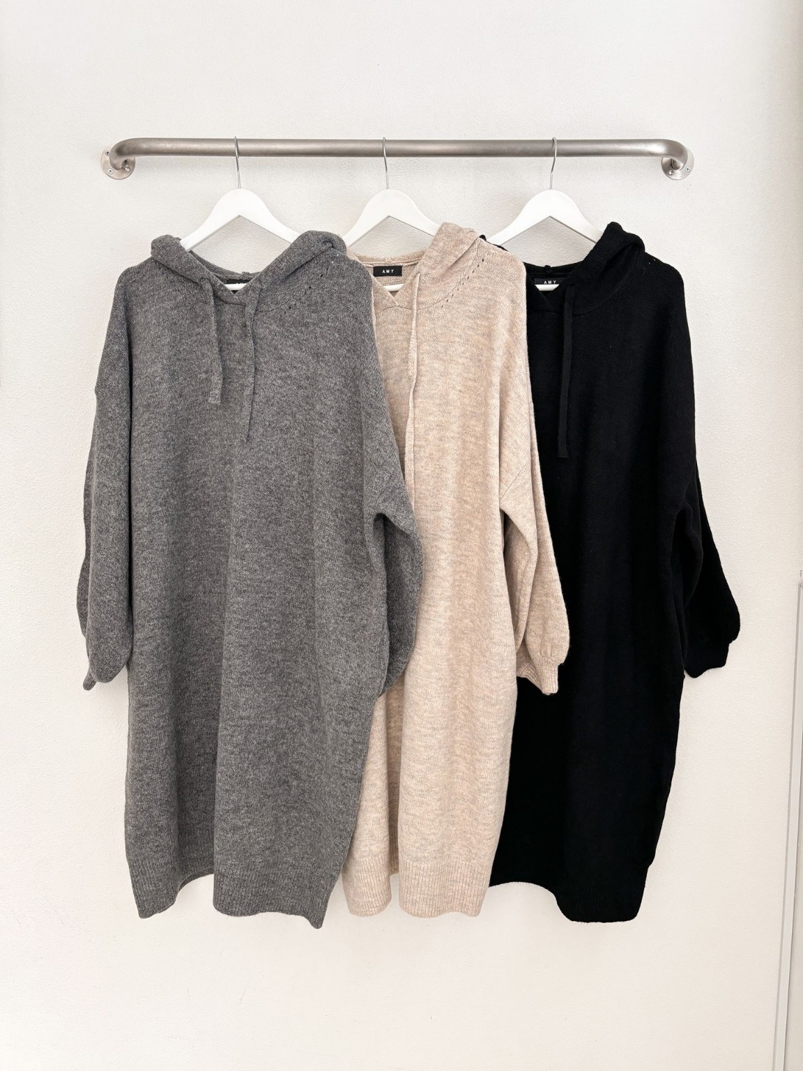 ウール混パンチングパーカーニットワンピース | 詳細画像2