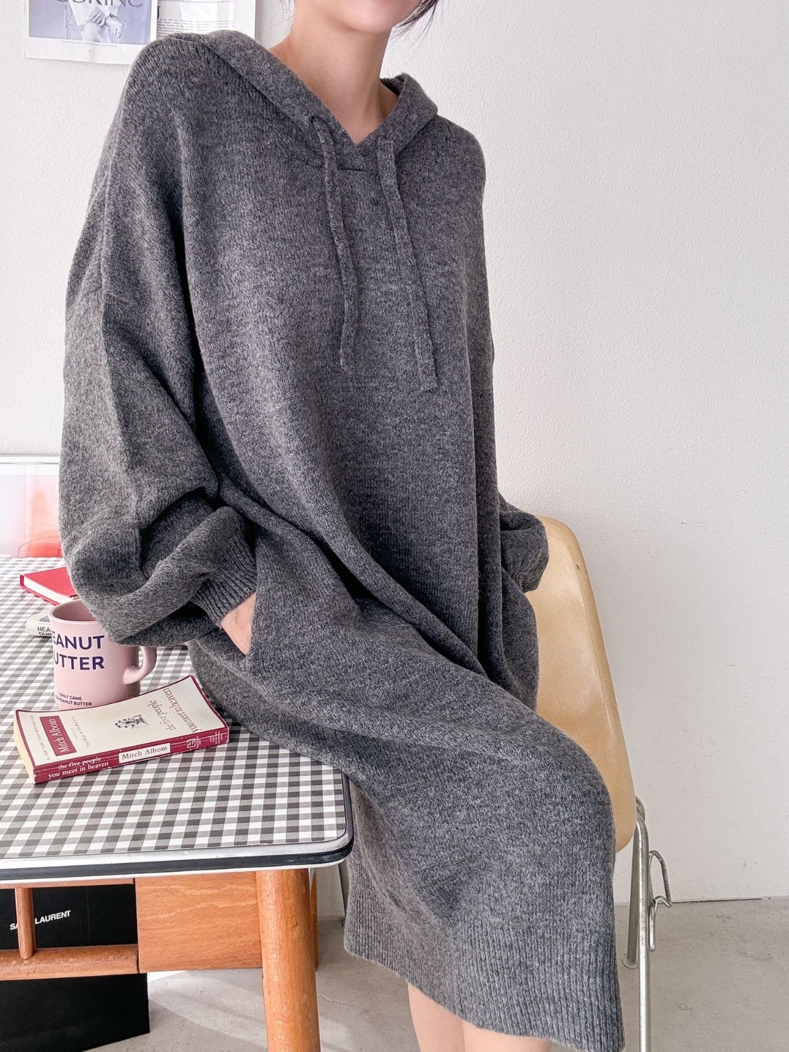 ウール混パンチングパーカーニットワンピース | 詳細画像7