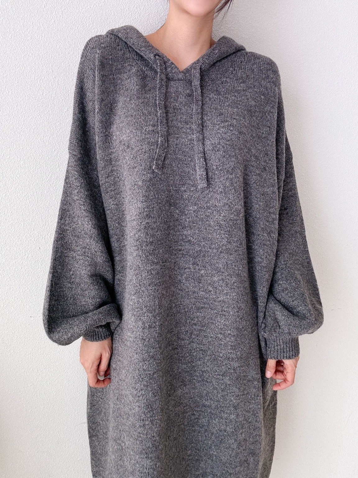 ウール混パンチングパーカーニットワンピース | 詳細画像9