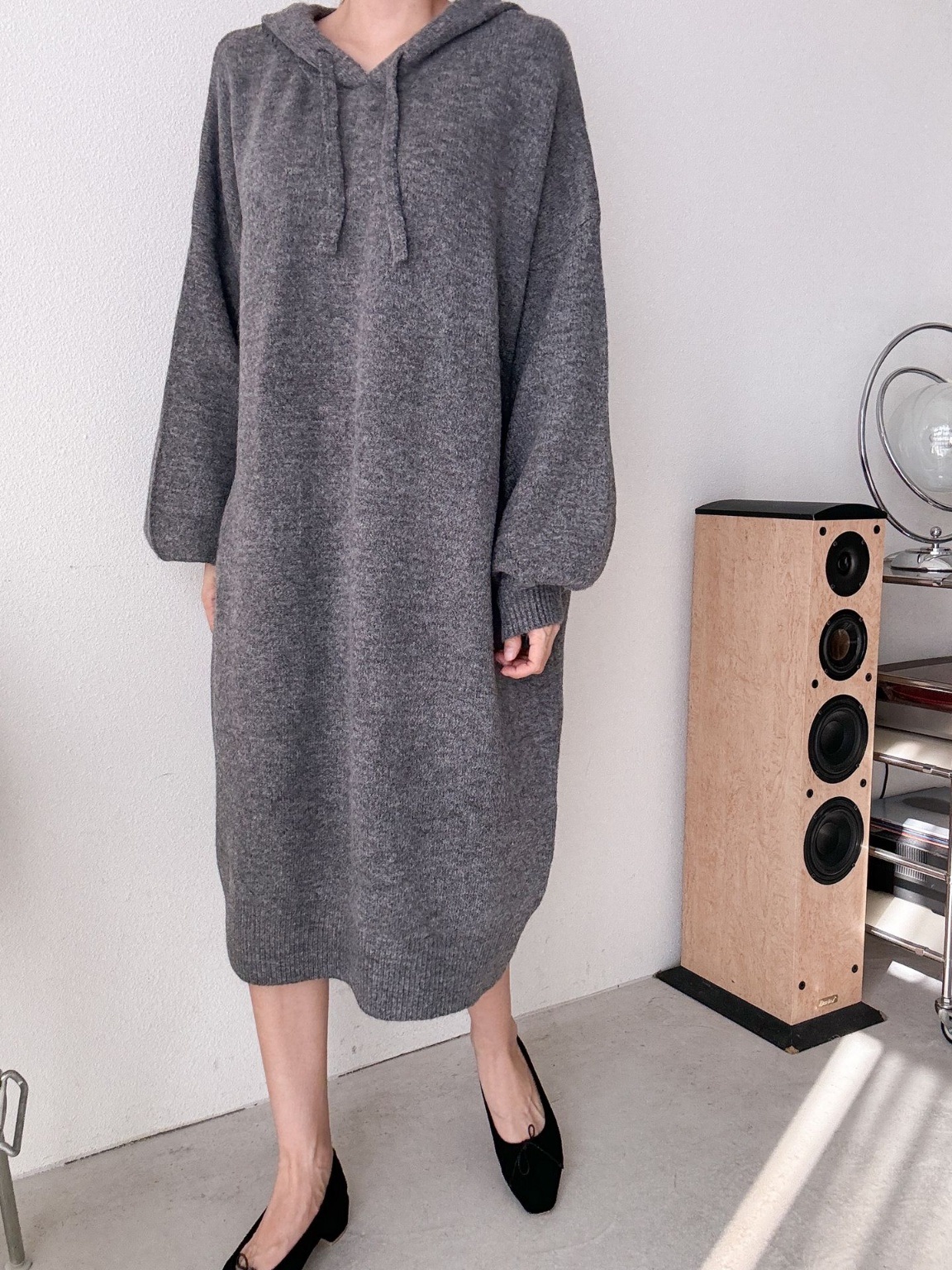 ウール混パンチングパーカーニットワンピース | 詳細画像10