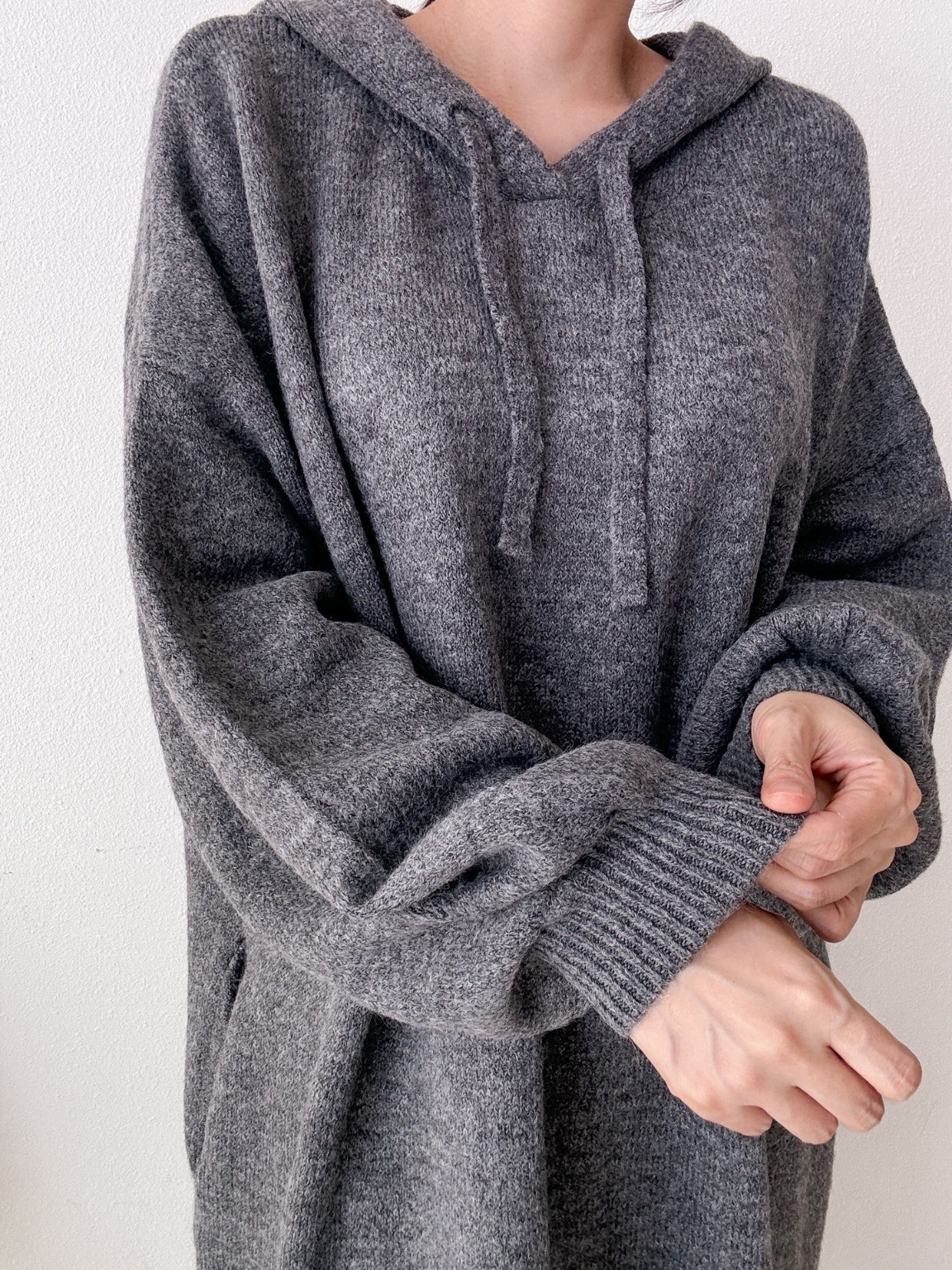 ウール混パンチングパーカーニットワンピース | 詳細画像11