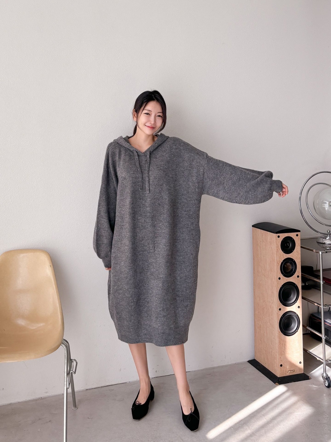 ウール混パンチングパーカーニットワンピース | 詳細画像12