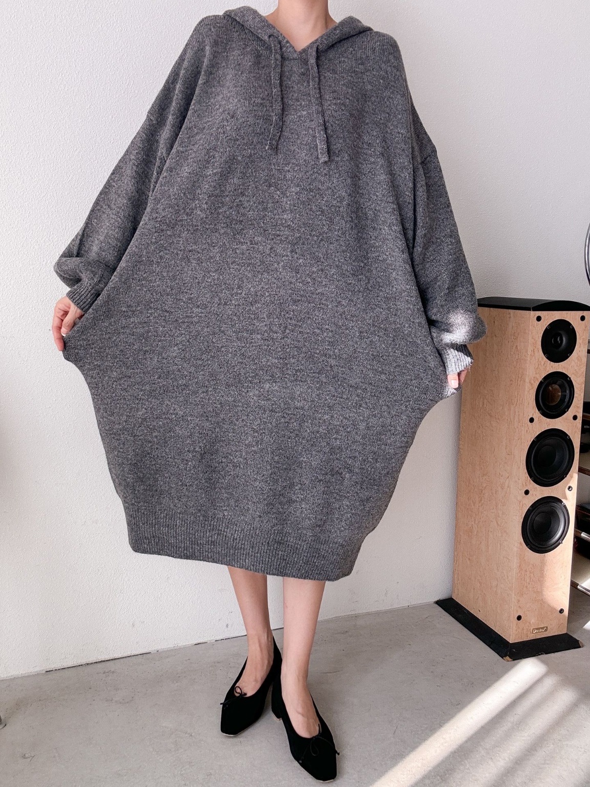 ウール混パンチングパーカーニットワンピース | 詳細画像16