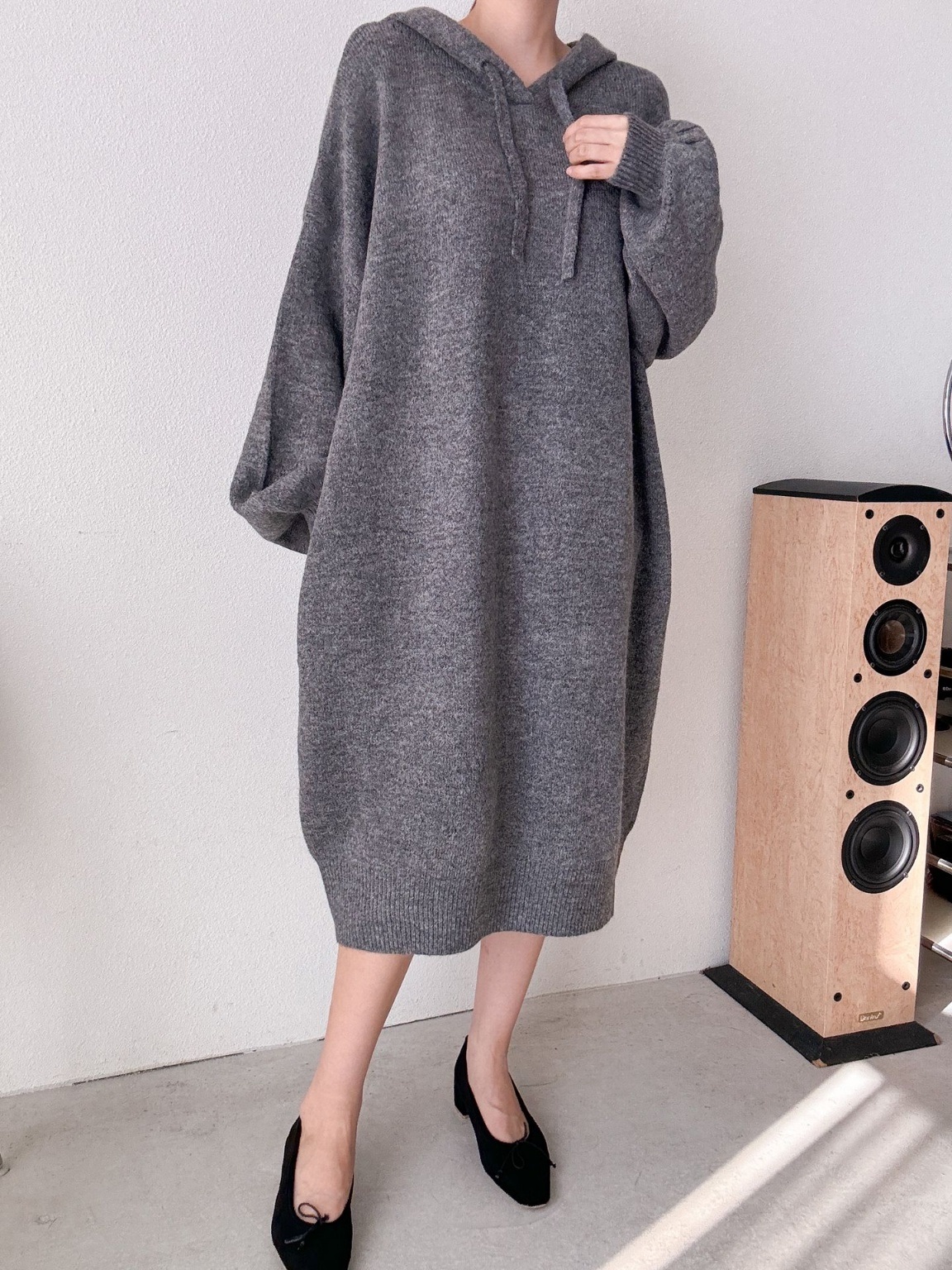 ウール混パンチングパーカーニットワンピース | 詳細画像17