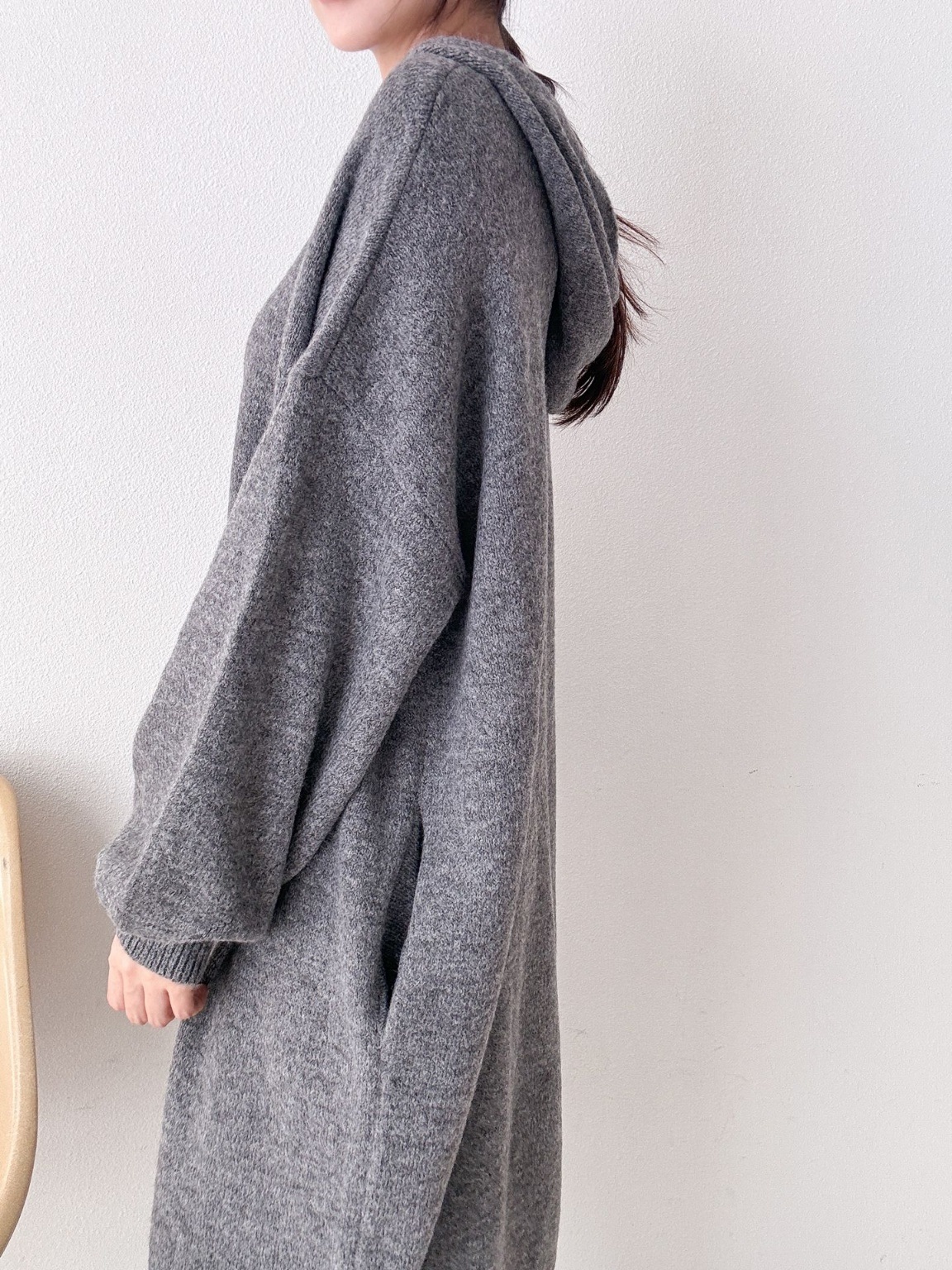 ウール混パンチングパーカーニットワンピース | 詳細画像19