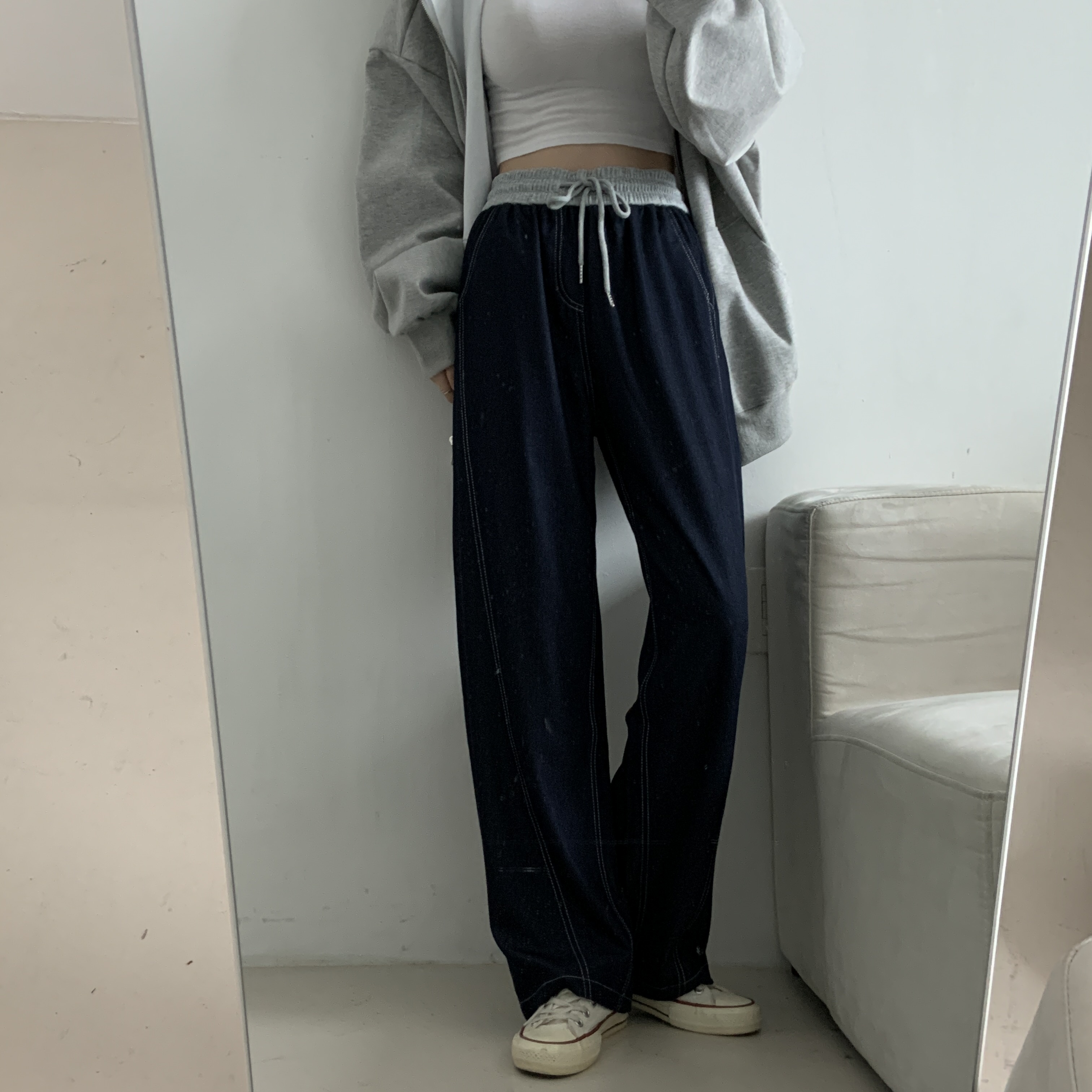 ドッキングウエストドロストステッチデニムパンツ | 詳細画像3