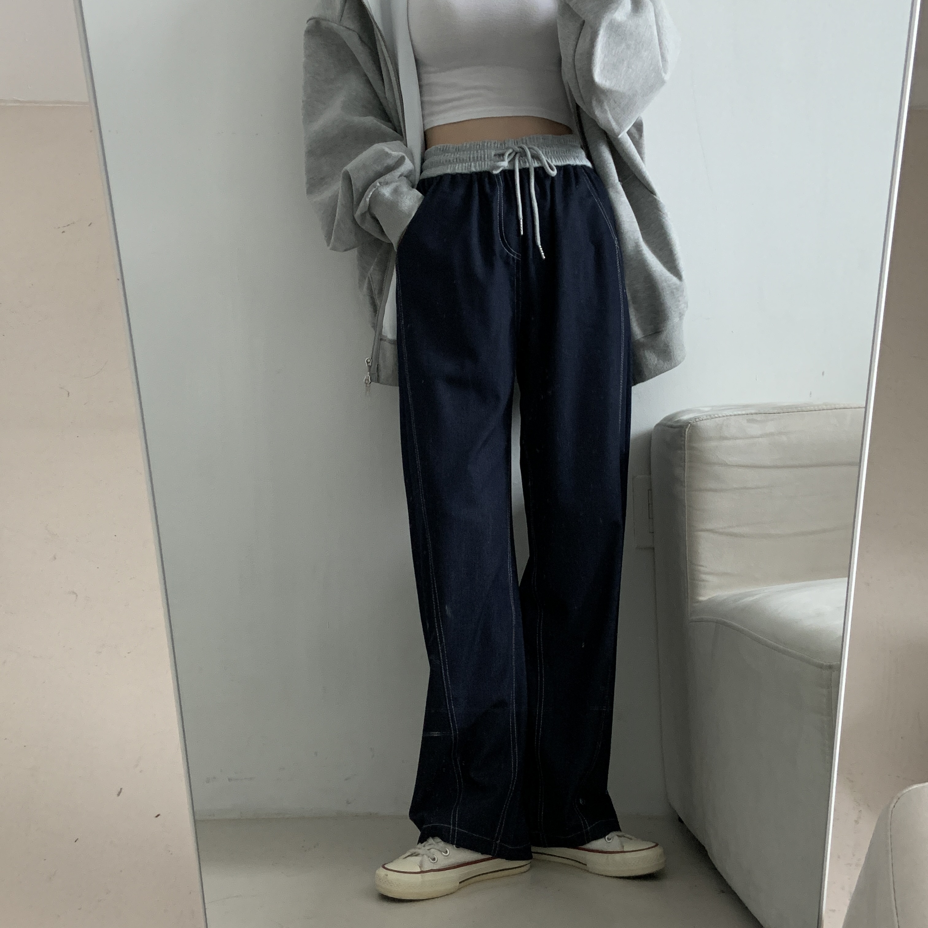 ドッキングウエストドロストステッチデニムパンツ | 詳細画像4