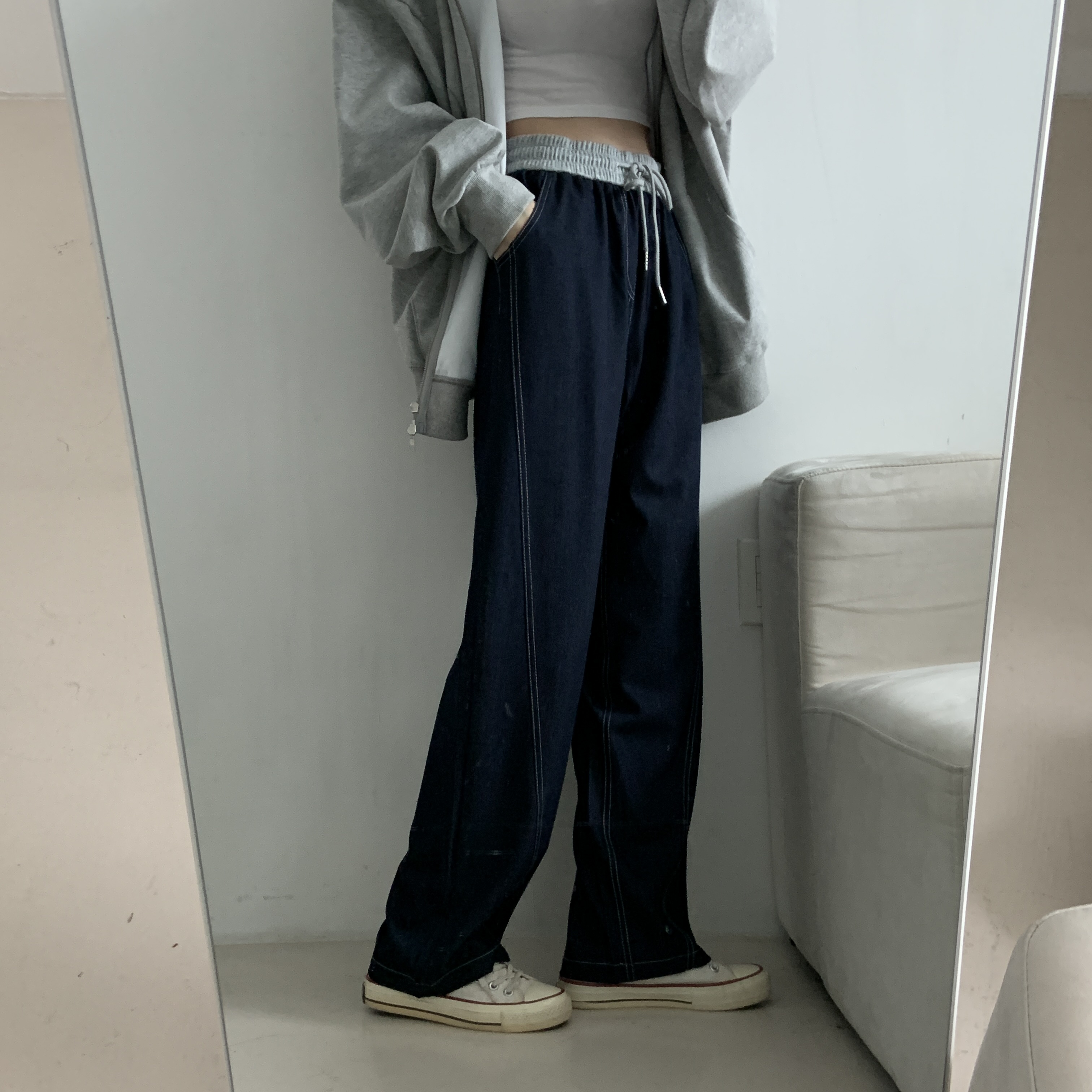 ドッキングウエストドロストステッチデニムパンツ | 詳細画像5