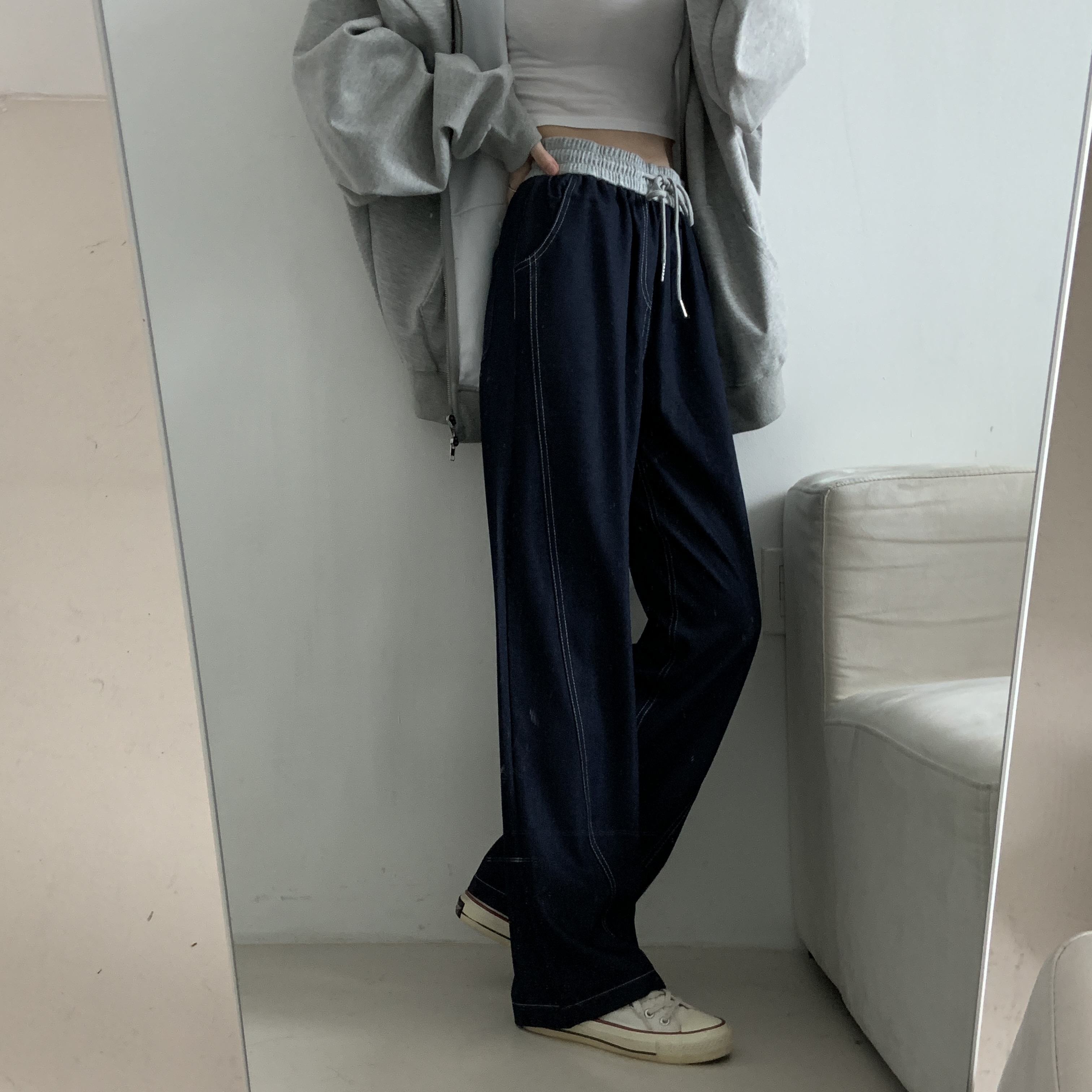 ドッキングウエストドロストステッチデニムパンツ | 詳細画像6