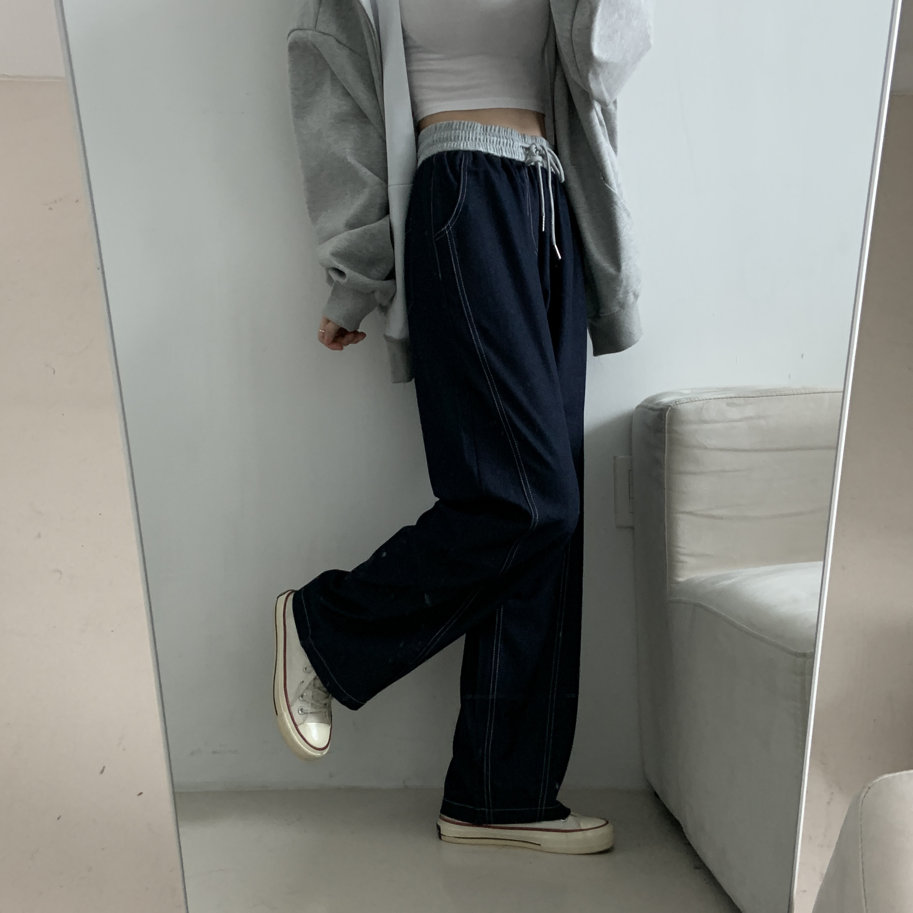 ドッキングウエストドロストステッチデニムパンツ | 詳細画像7