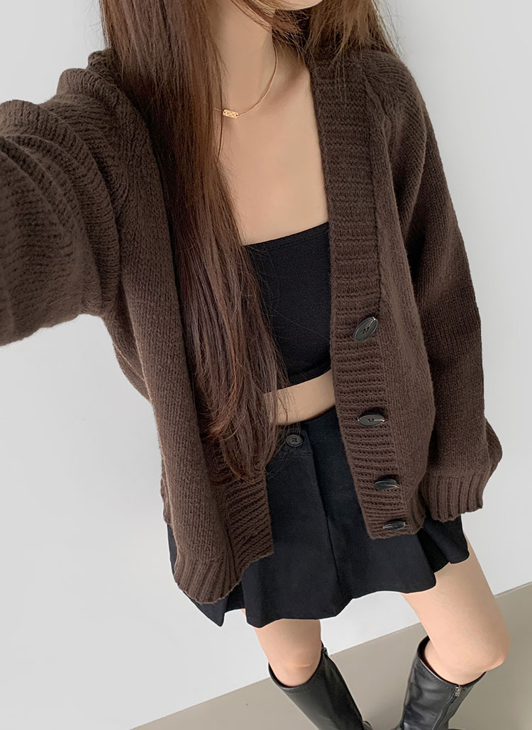 Dime Baseball Knit Cardigan / DARK BROWN (ダイム ニット