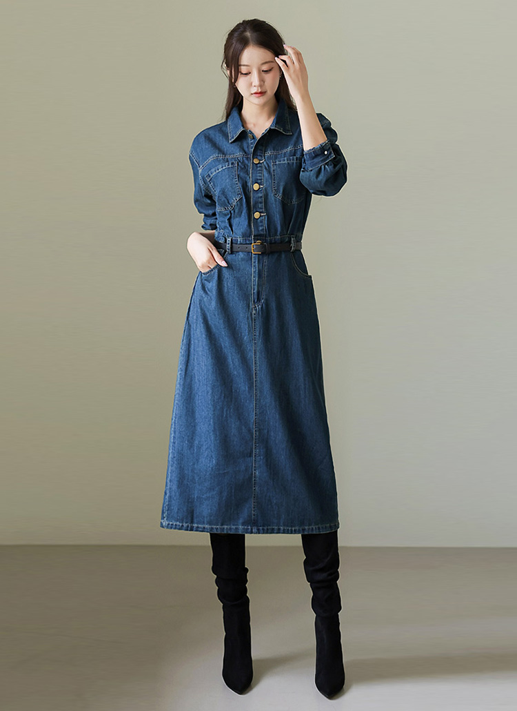 ロングデニムシャツワンピース | レディースファッション通販