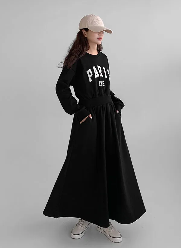 PARISウエストマークフレアスウェットワンピース | qnigirls | 詳細画像1