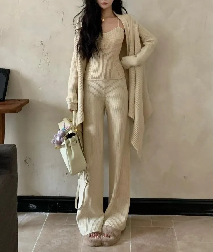 ツイストニットキャミ&ショールカーディガン&パンツ3SET | 詳細画像1