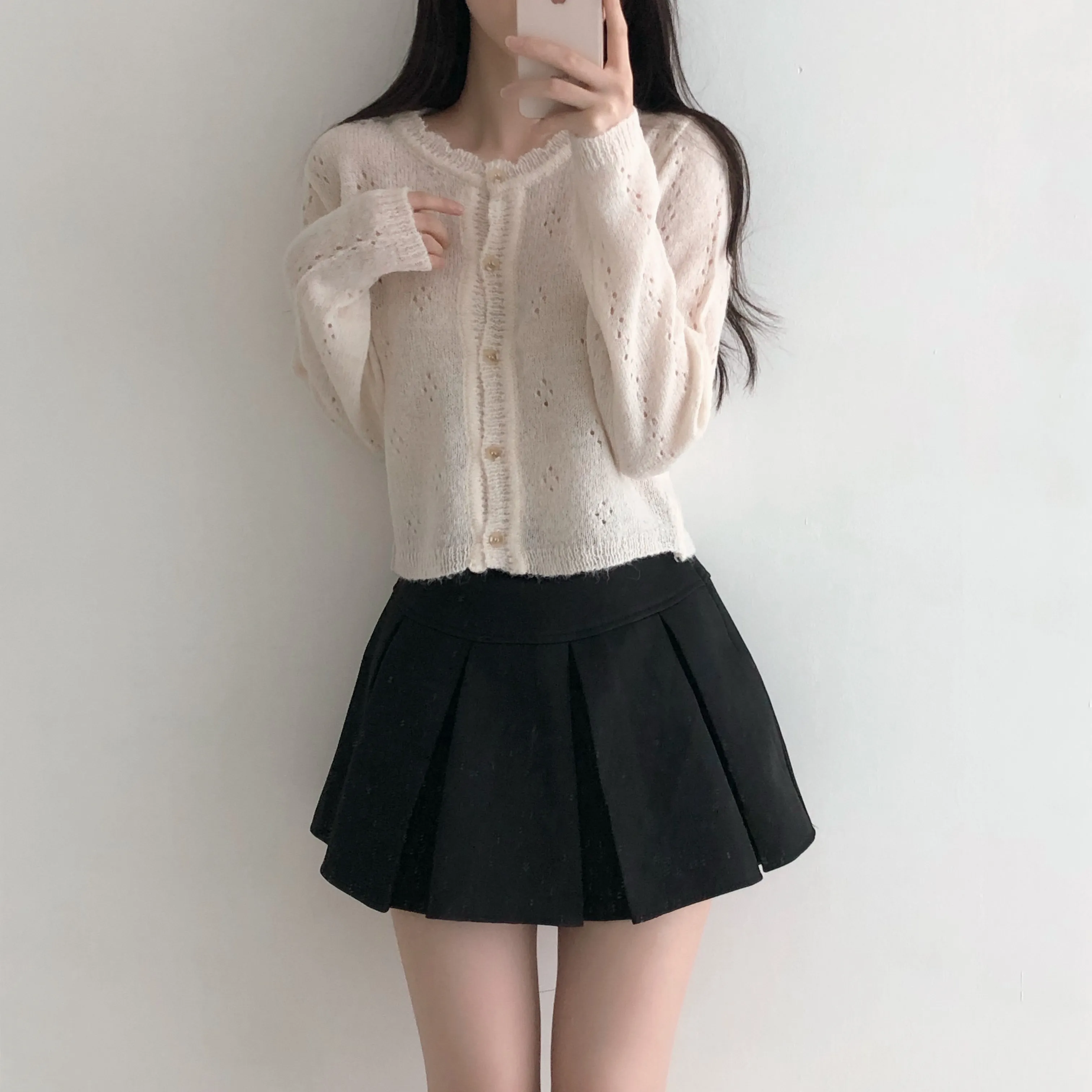 アルパカ混パンチングカーディガン | 詳細画像1