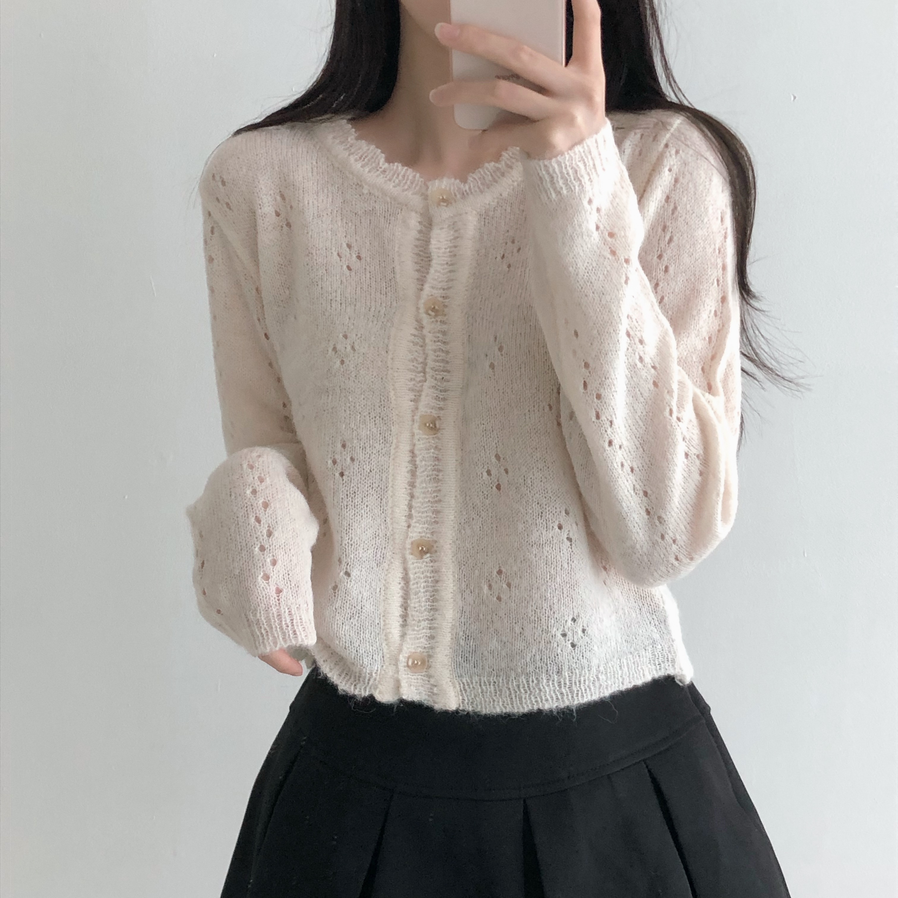 アルパカ混パンチングカーディガン | 詳細画像3