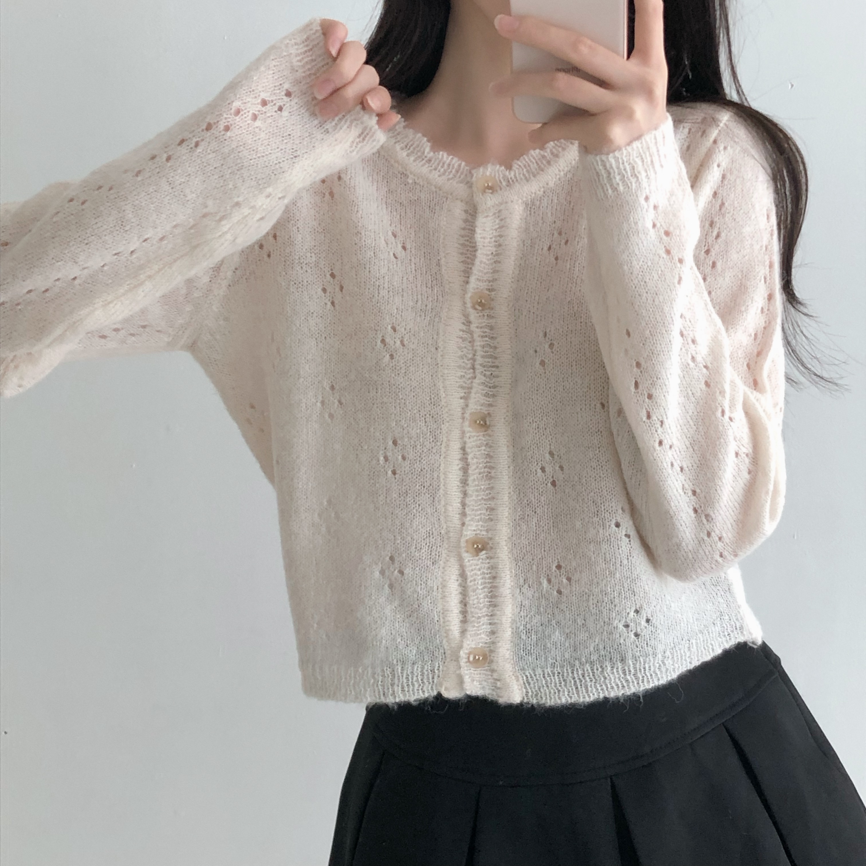 アルパカ混パンチングカーディガン | 詳細画像2
