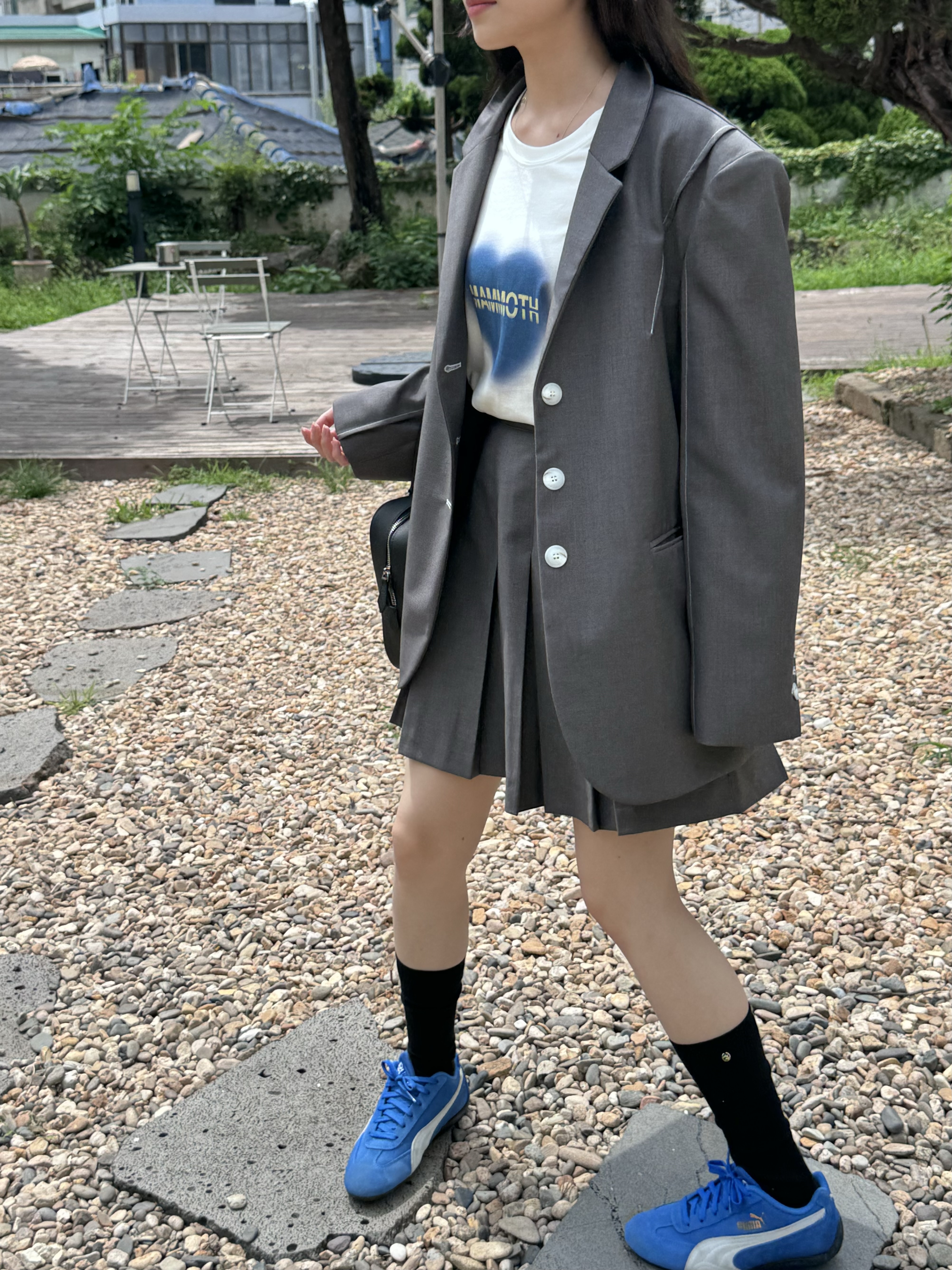 配色ステッチボクシージャケット&プリーツミニスカートSET | 詳細画像9