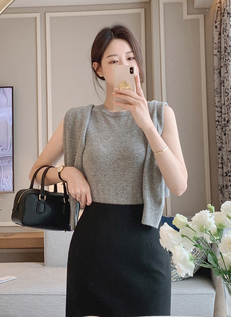 美品★トリーバーチ・シルク カシミヤ混 ノースリーブニット トップス(S) 1.jpg