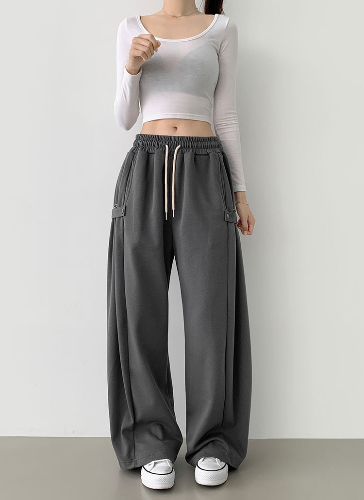 2TYPEサイドストラップボタンタックスウェットパンツ | レディース