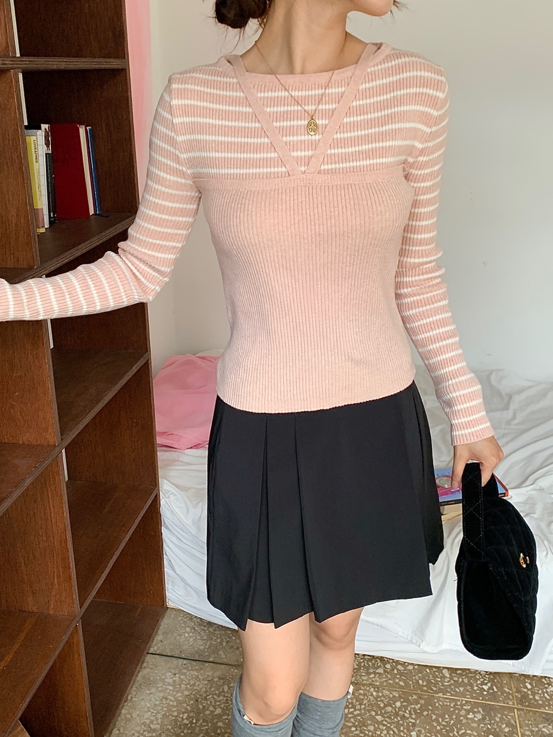 ホルタービスチェレイヤード風ボーダーリブニット | 詳細画像6