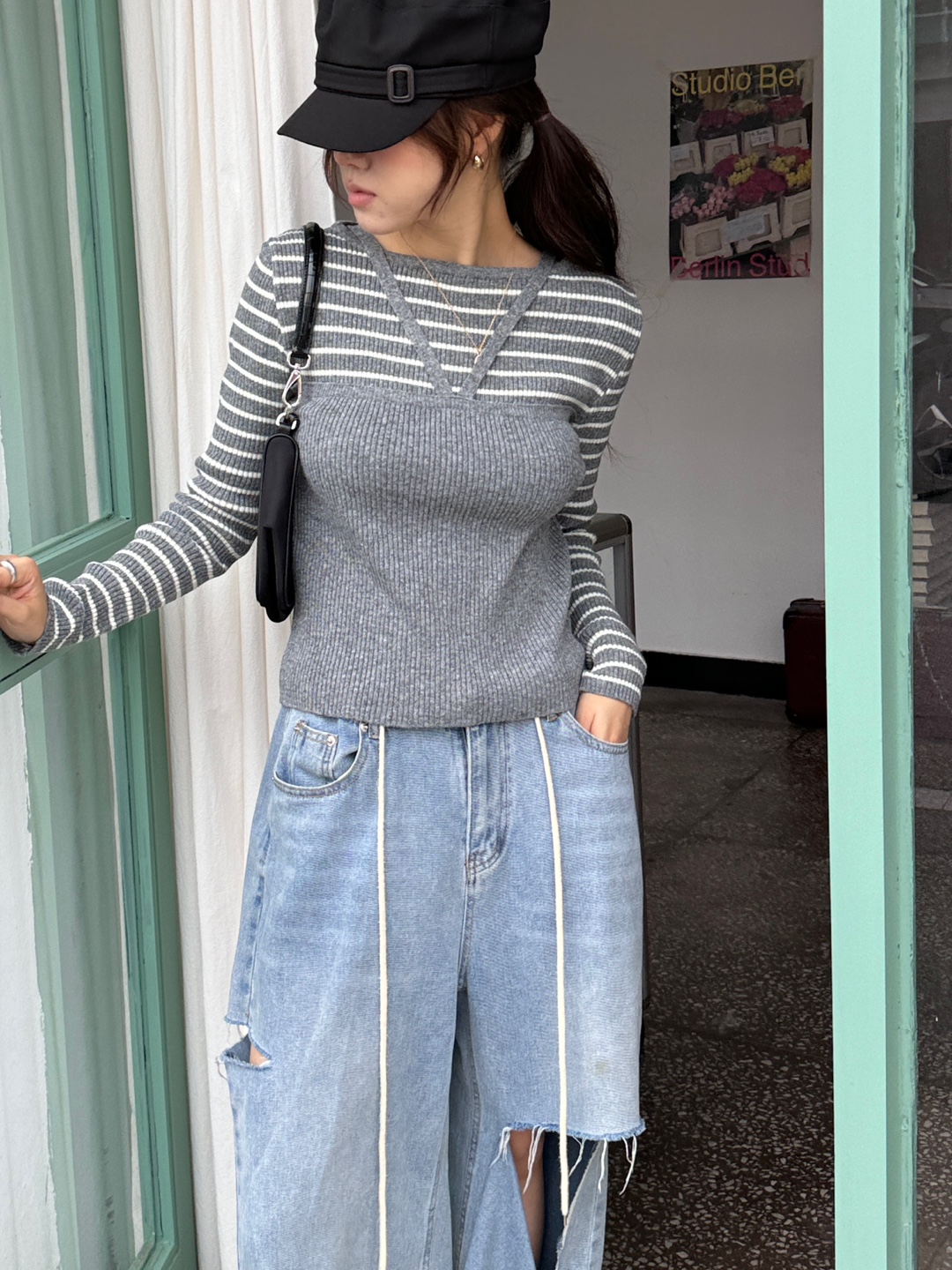 ホルタービスチェレイヤード風ボーダーリブニット | 詳細画像11