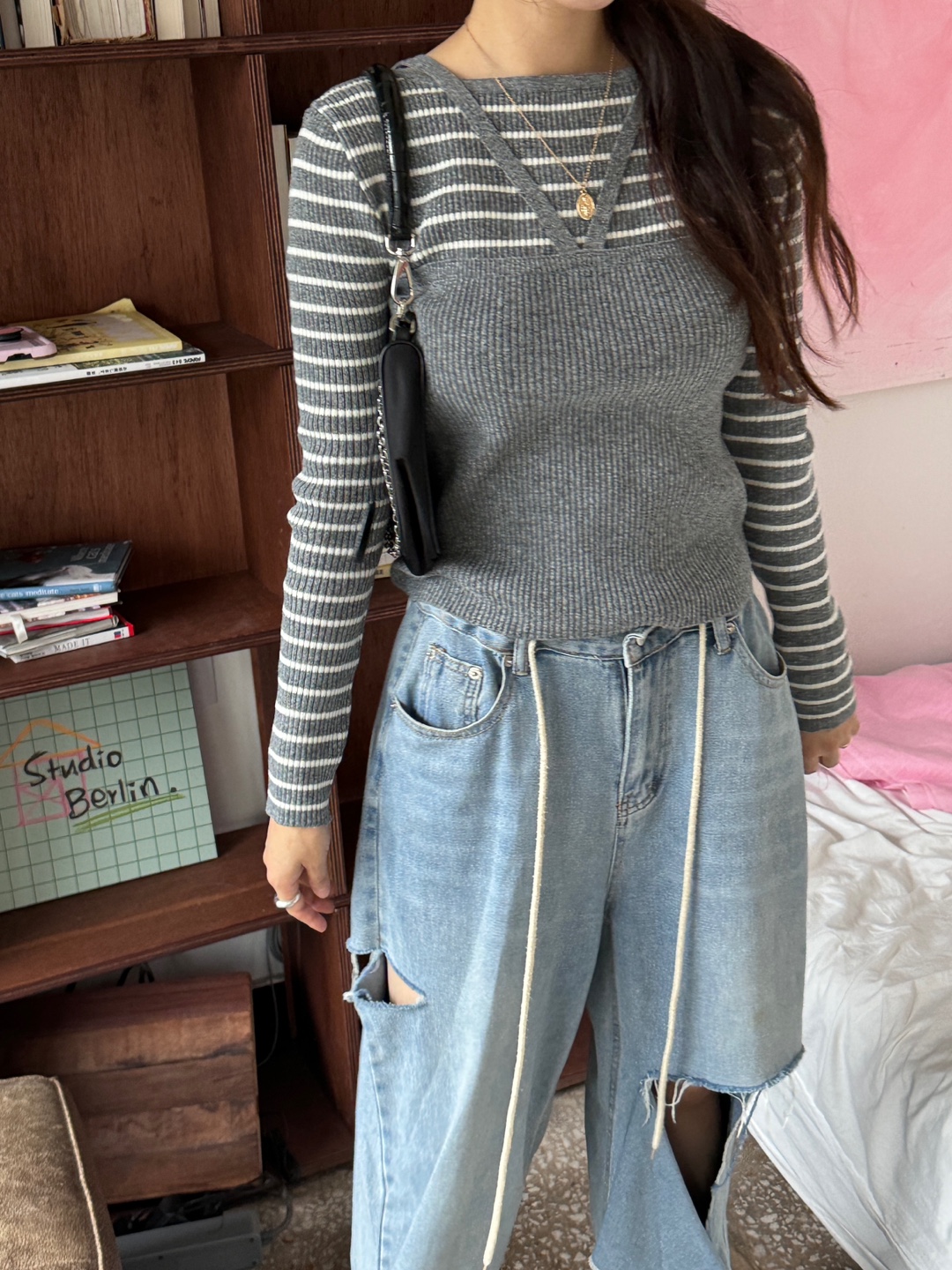 ホルタービスチェレイヤード風ボーダーリブニット | 詳細画像10