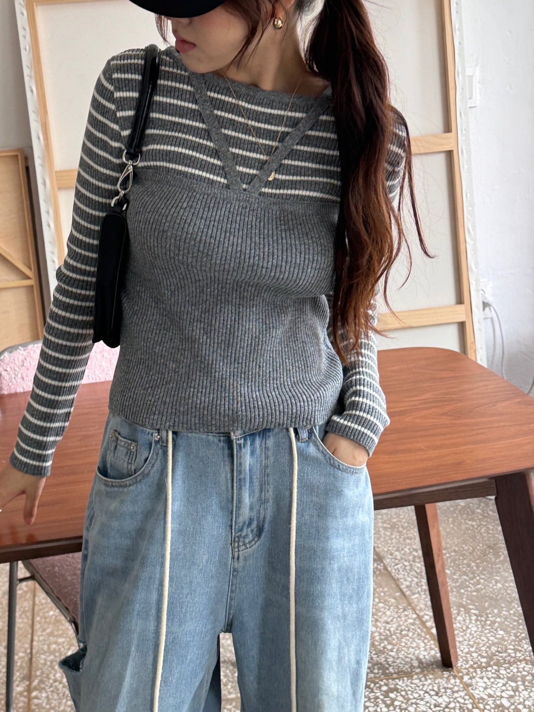 ホルタービスチェレイヤード風ボーダーリブニット | 詳細画像15