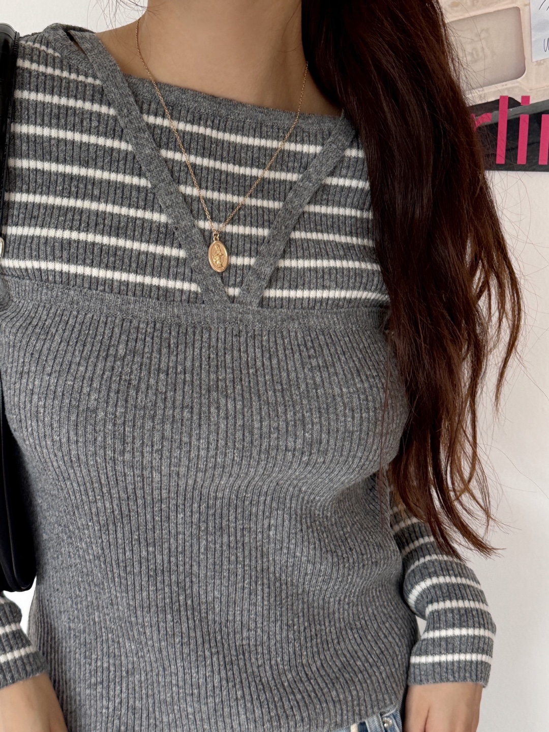 ホルタービスチェレイヤード風ボーダーリブニット | 詳細画像12