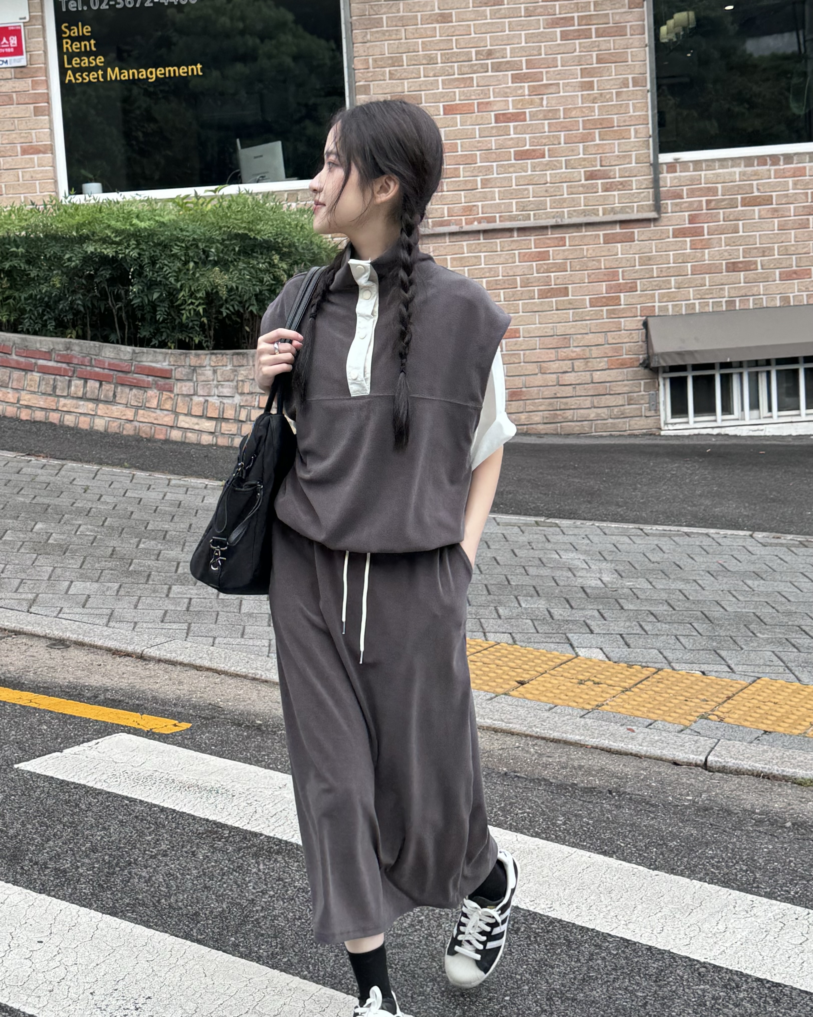 ハーフボタンハイネックスウェットベスト&ドロストスカートSET | 詳細画像15