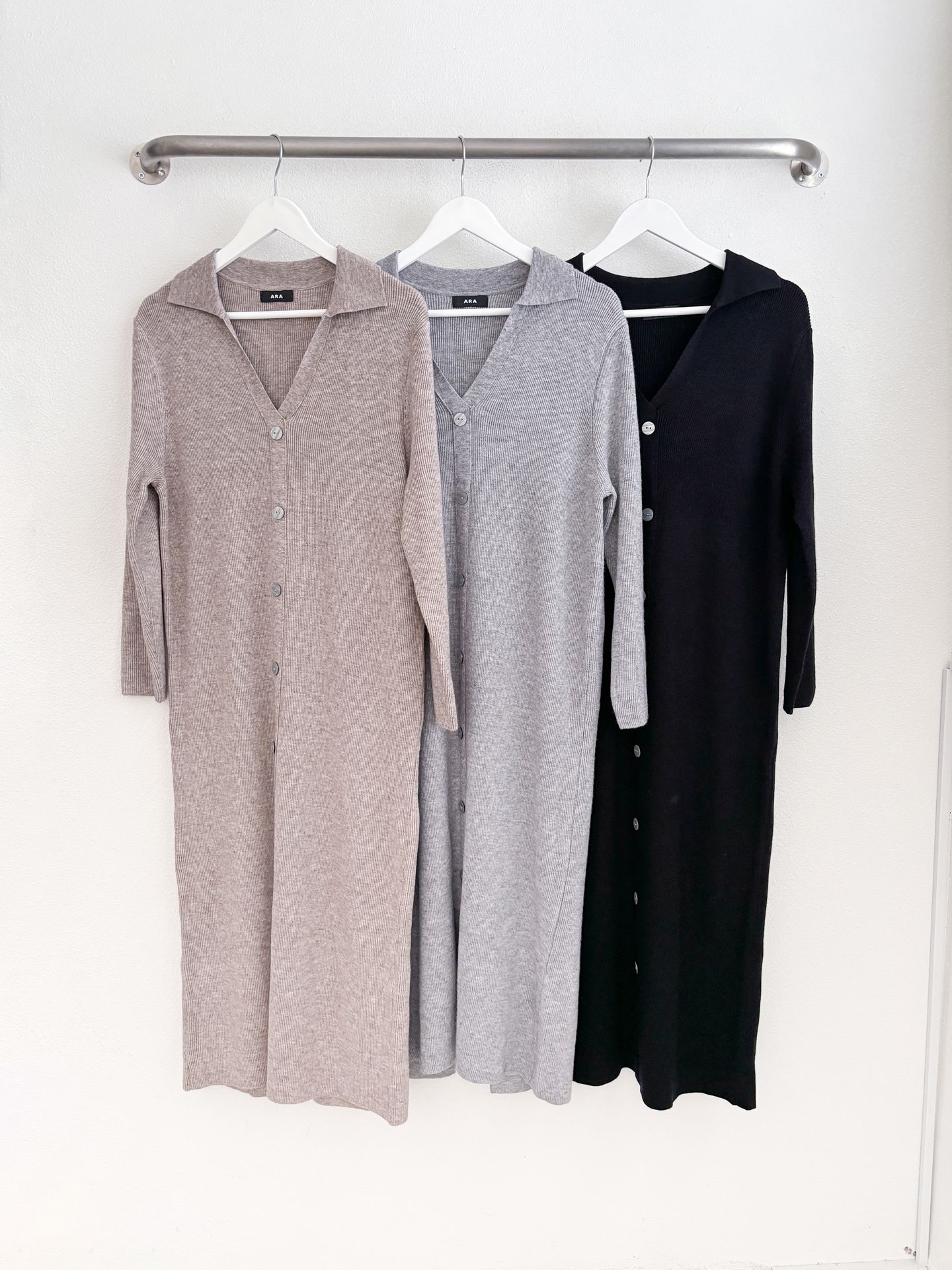 カラーVネックボタンリブニットワンピース | 詳細画像3