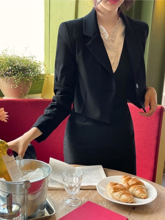 ワンボタンダーツクロップドジャケット | 詳細画像4