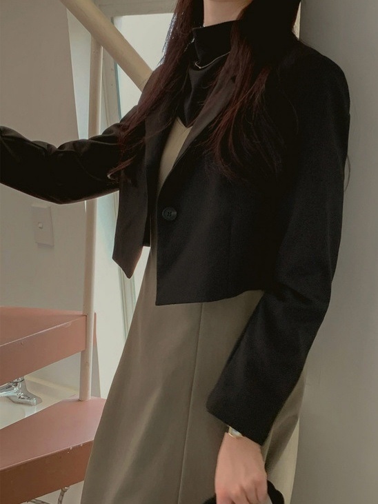 ワンボタンダーツクロップドジャケット | 詳細画像6