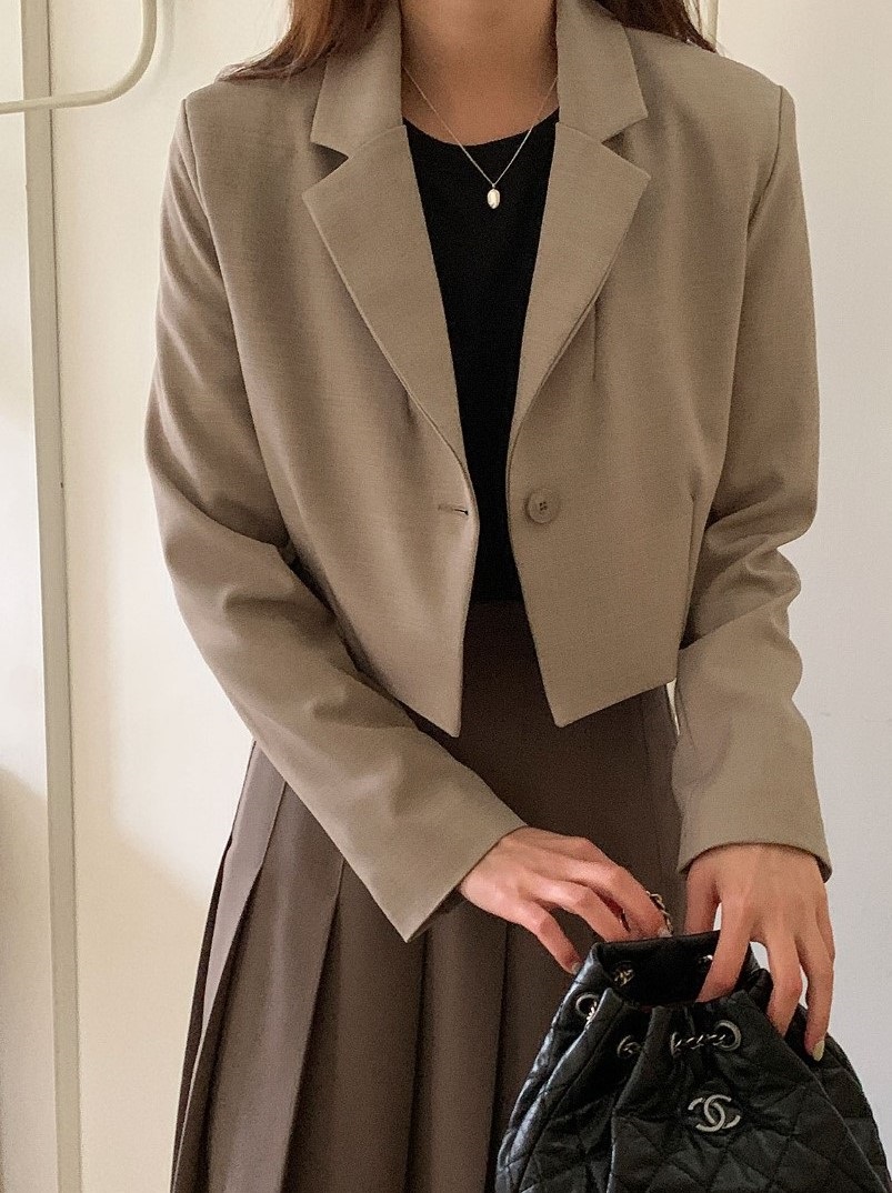 ワンボタンダーツクロップドジャケット | 詳細画像10