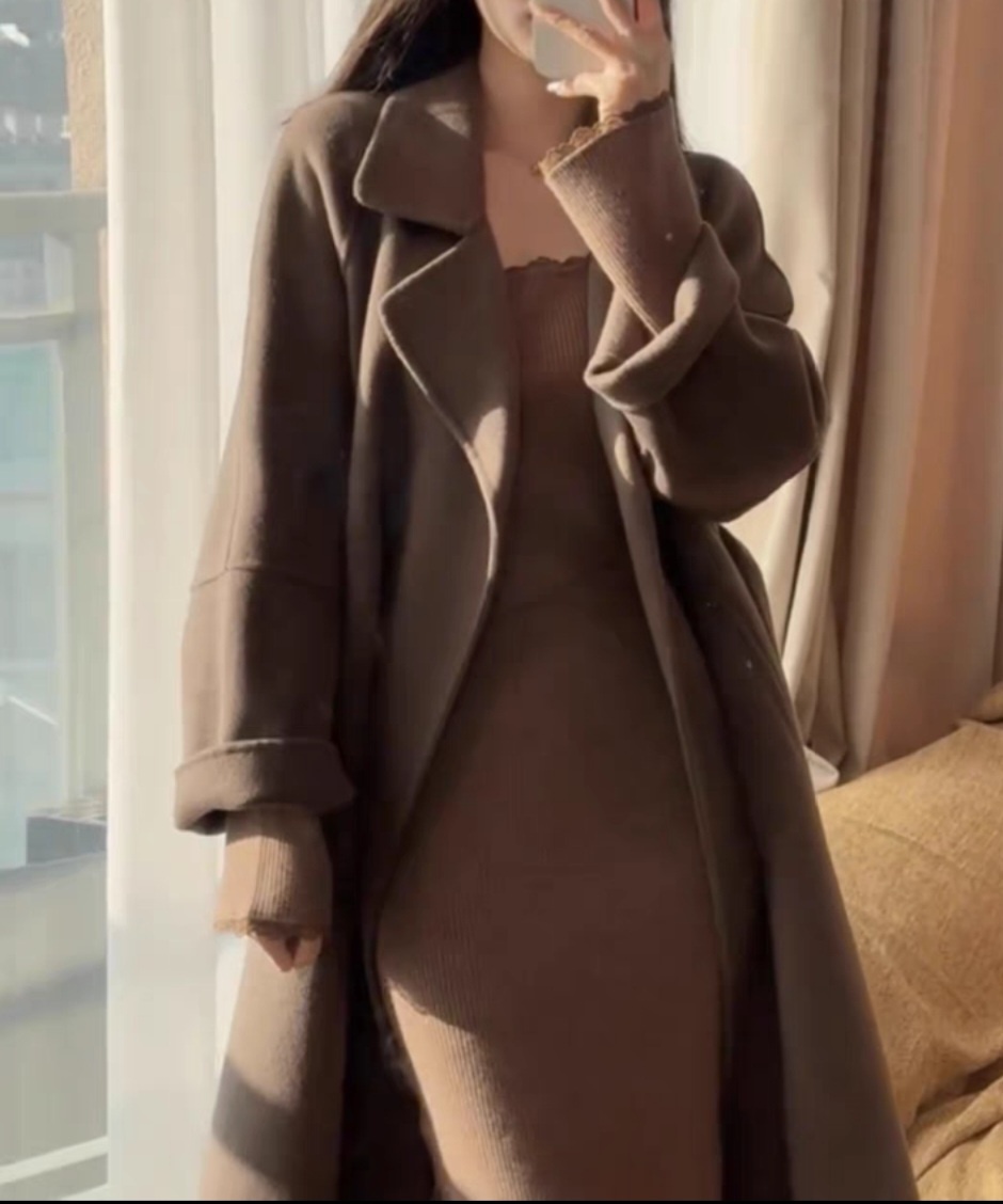 ストラップ付ウールオープンロングコート | 詳細画像17