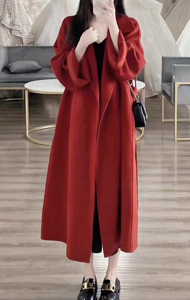 ストラップ付ウールオープンロングコート | 詳細画像25