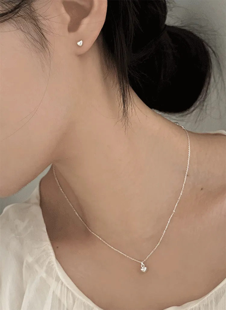 シルバーミニハートピアス&ネックレスSET | blingmoon | 詳細画像1