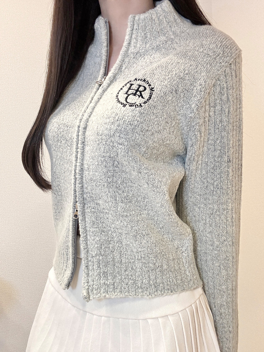 ロゴ刺繍ダブルファスナーニットカーディガン | 詳細画像12